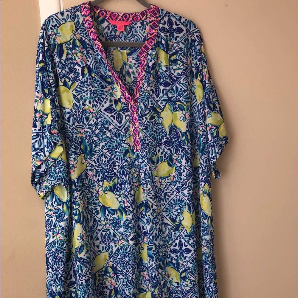 Lilly Pulitzer Lemon Swim Coverup Runs Big